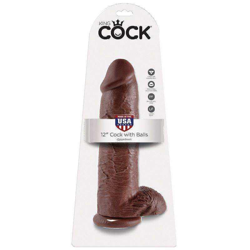 KING COCK - 12 DILDO CASTANHO COM BOLAS 30.48 CM - Toys "n" Us