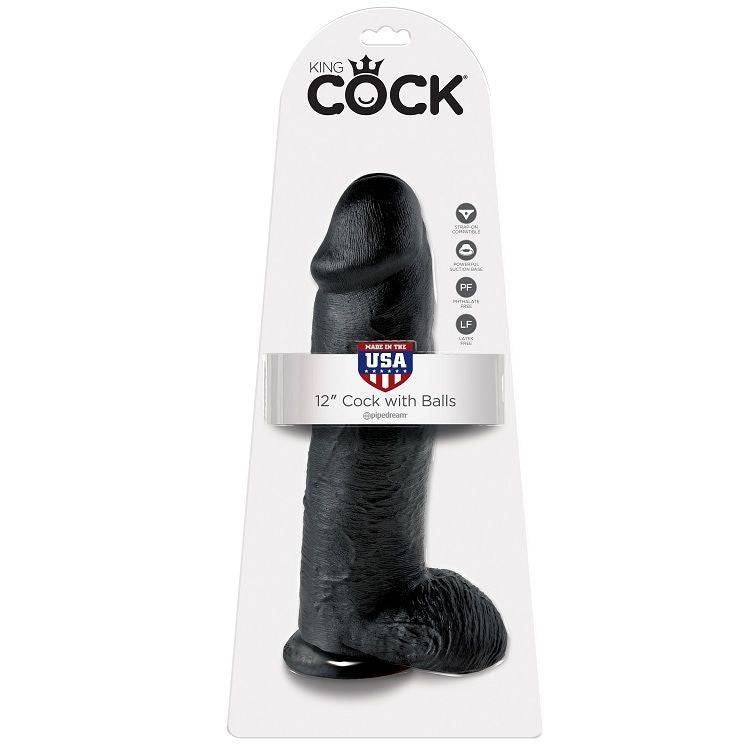 KING COCK - 12 DILDO PRETO COM BOLAS 30.48 CM - Toys "n" Us