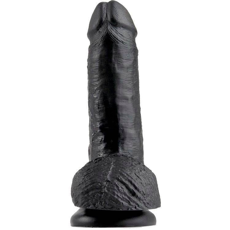 KING COCK - 7 DILDO PRETO COM BOLAS 17.8 CM - Toys "n" Us
