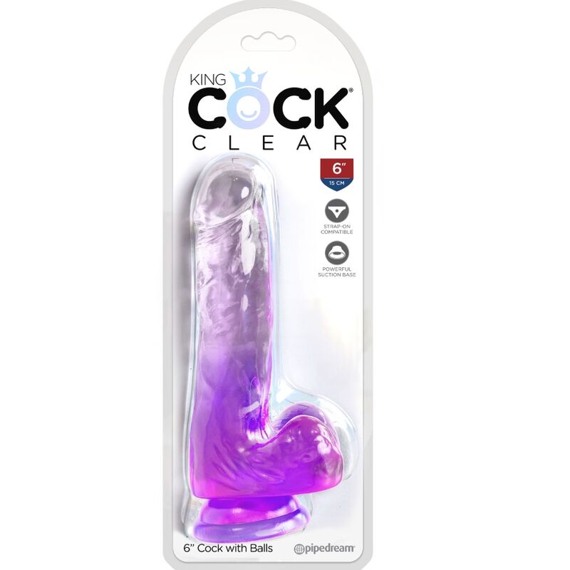 KING COCK - CLEAR REALISTIC PENIS WITH BALLS 13.5 CM PURPLE - Toys "n" Us
