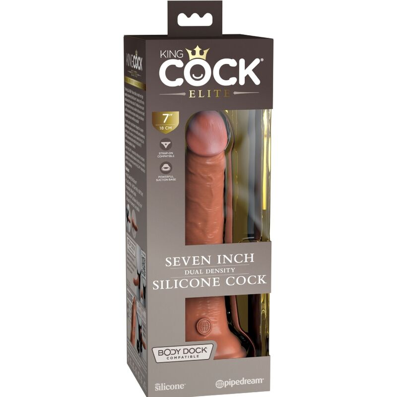 KING COCK - ELITE DILDO DE SILICONE REALÍSTICO 17.8 CM CARAMELO - Toys "n" Us