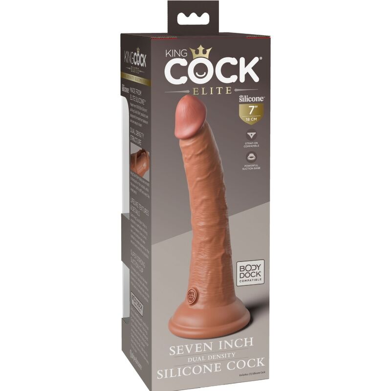 KING COCK - ELITE DILDO DE SILICONE REALÍSTICO 17.8 CM CARAMELO - Toys "n" Us
