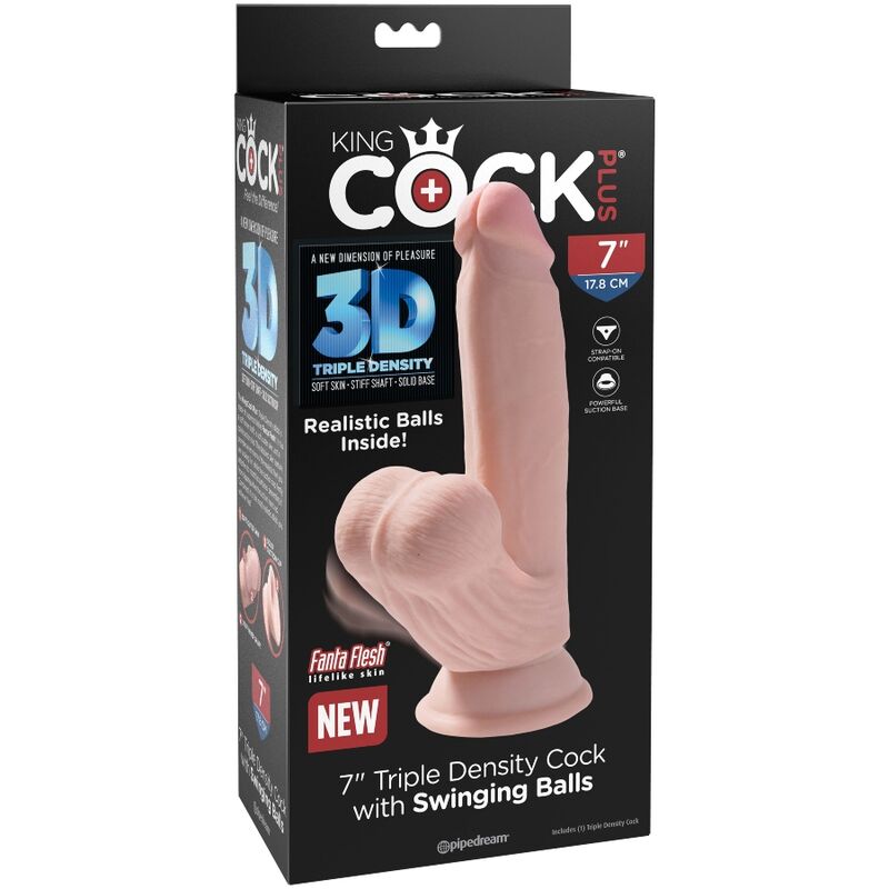 KING COCK - PLUS 3D DILDO BALANANDO BOLAS 15.2 CM PELE CLARA - Toys "n" Us