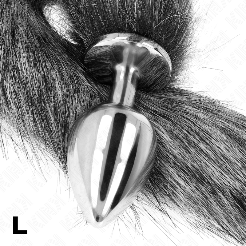 KINK - ANAL PLUG SIZE L 10 X 4 CM WITH SYNTHETIC TAIL 40 CM GREY - Toys "n" Us