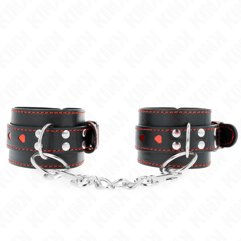 KINK - BLACK WRIST RESTRAINTS WITH RED HEART INLAY ADJUSTABLE 21 - 28 CM X 5.5 CM - Toys "n" Us
