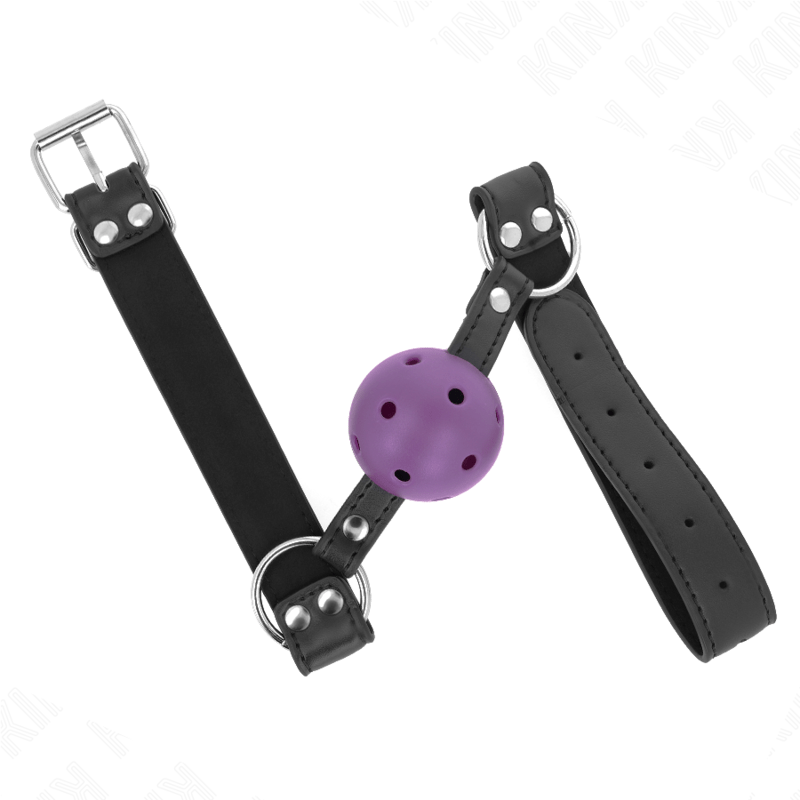 KINK - BOLA RESPIRÁVEL 4 CM MORDAÇA COM REBITE DUPLO ROXO 62,5 x 2,5 CM AJUSTÁVEL 42 - 58 CM - Toys "n" Us