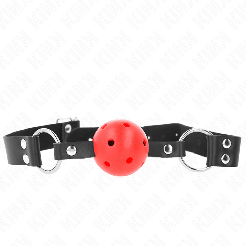 KINK - BREATHABLE BALL 4 CM GAG WITH DOUBLE RIVET RED 62.5 x 2.5 CM ADJUSTABLE 42 - 58 CM - Toys "n" Us