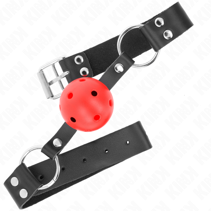 KINK - BREATHABLE BALL 4 CM GAG WITH DOUBLE RIVET RED 62.5 x 2.5 CM ADJUSTABLE 42 - 58 CM - Toys "n" Us
