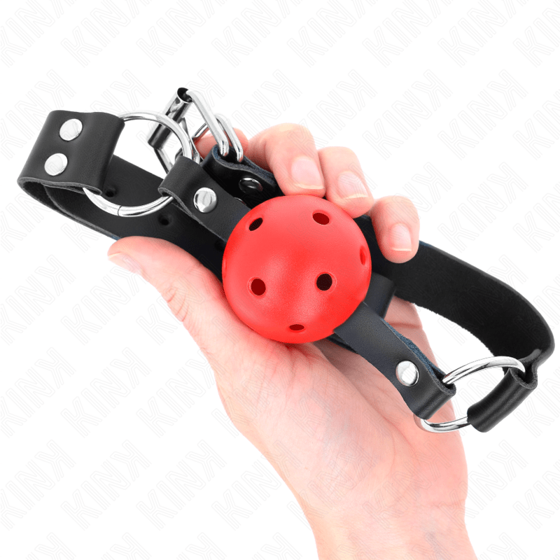 KINK - BREATHABLE BALL 4 CM GAG WITH DOUBLE RIVET RED 62.5 x 2.5 CM ADJUSTABLE 42 - 58 CM - Toys "n" Us
