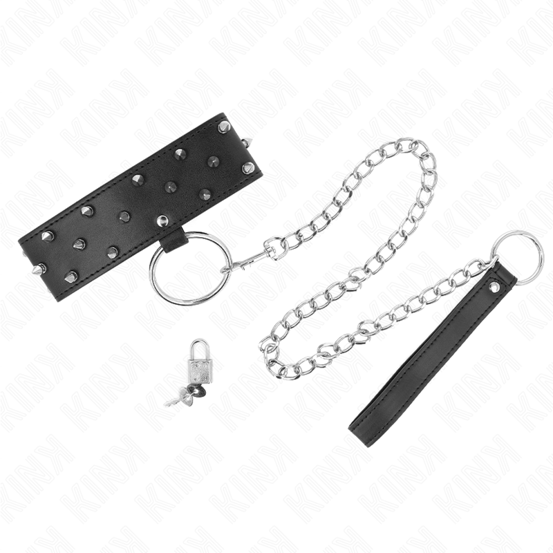 KINK - COLAR COM TRELA 65 CM COM PREGOS PRATA MODELO 5 AJUSTÁVEL 36 - 43 CM X 5 CM - Toys "n" Us