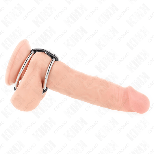 KINK - DOUBLE METAL PENIS RING 3.8 CM TO 5 CM CONNECTED WITH LEATHER - Toys "n" Us