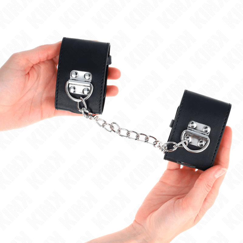 KINK - FIXED WRIST RESTRAINTS WITH CHAIN 30 CM AND PADLOCK CLOSURE BLACK ADJUSTABLE 16 - 23 CM X 5.5 CM - Toys "n" Us