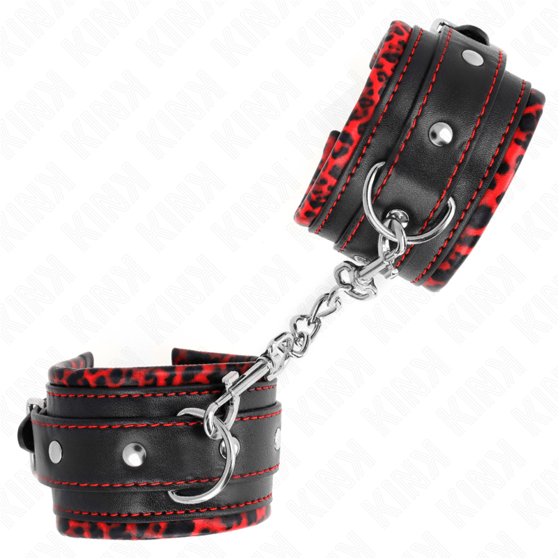 KINK - FUR LINED WRIST RESTRAINTS RED / BLACK ADJUSTABLE 17 - 29 CM X 6 CM - Toys "n" Us