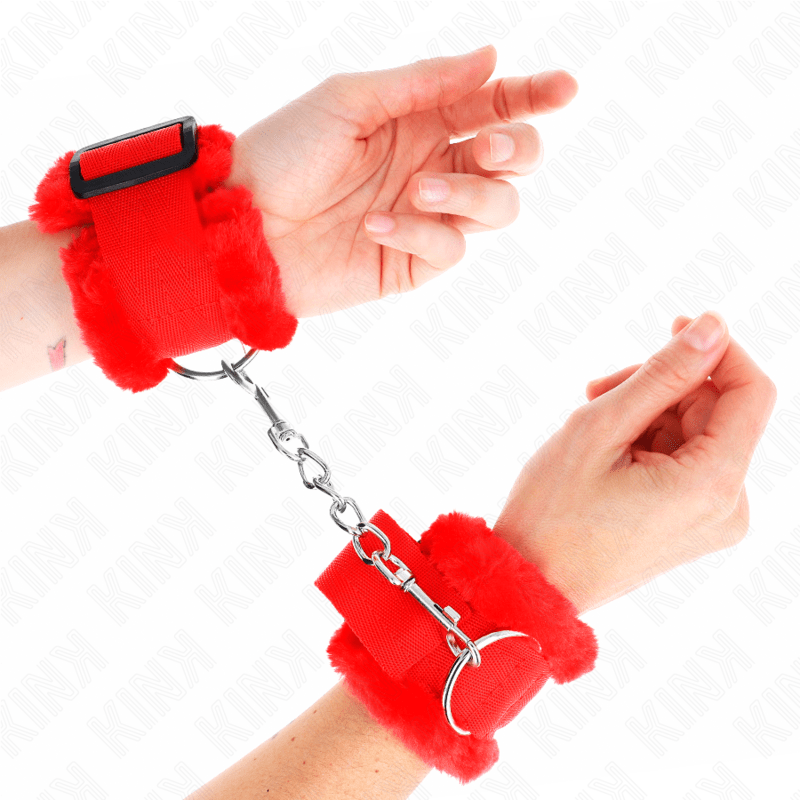 KINK - FURRY LINED WRIST RESTRAINTS RED ADJUSTABLE 17 - 31 CM X 7 CM - Toys "n" Us