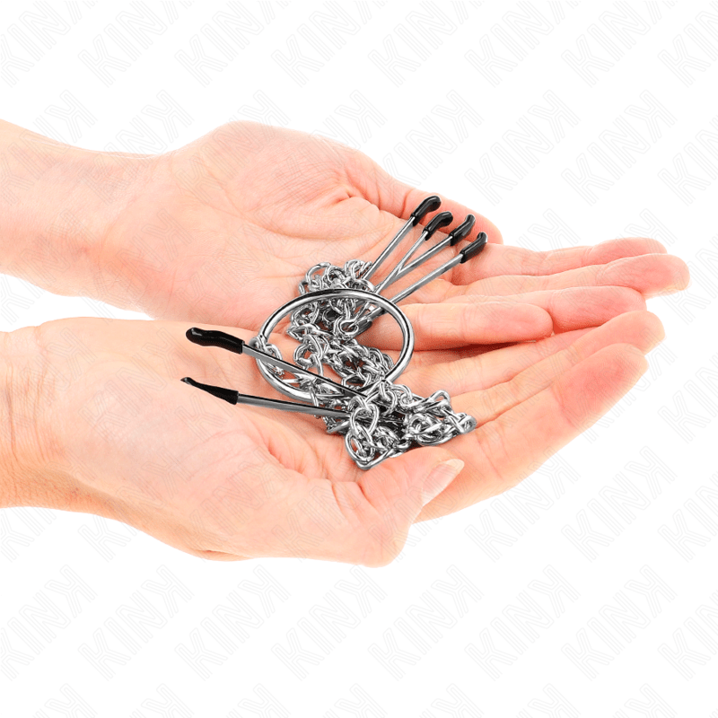 KINK - PINÇAS TRIPLAS PARA BICOS E CLITÓRIS COM CORRENTE MODELO 1 - Toys "n" Us
