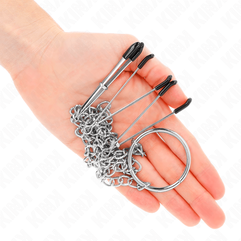KINK - PINÇAS TRIPLAS PARA BICOS E CLITÓRIS COM CORRENTE MODELO 1 - Toys "n" Us