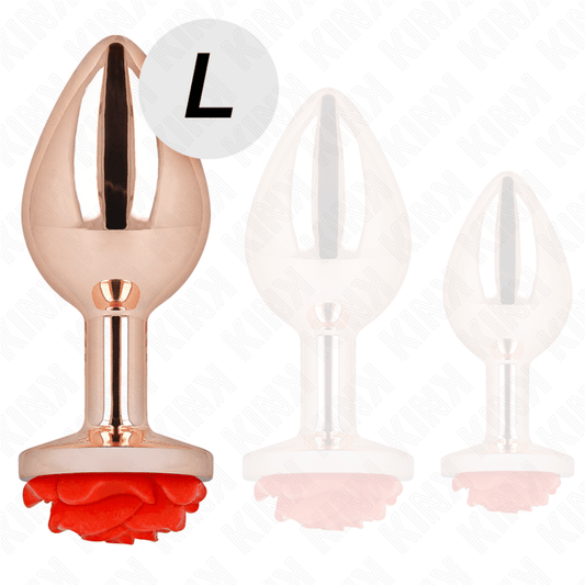 KINK - PINK GOLD ANAL PLUG WITH RED ROSE L - Toys "n" Us