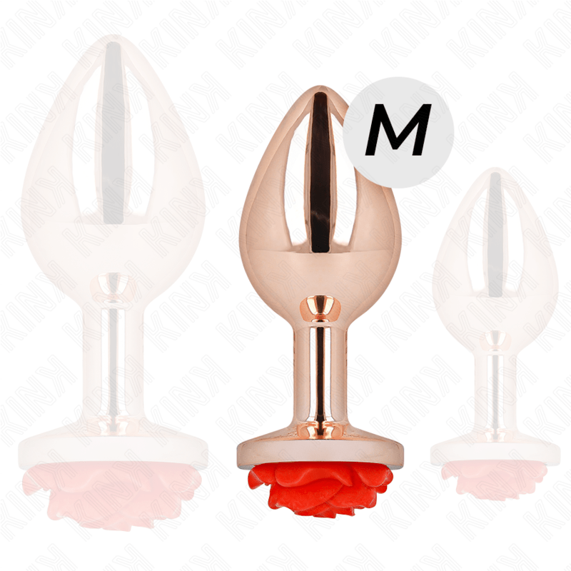KINK - PINK GOLD ANAL PLUG WITH RED ROSE M - Toys "n" Us