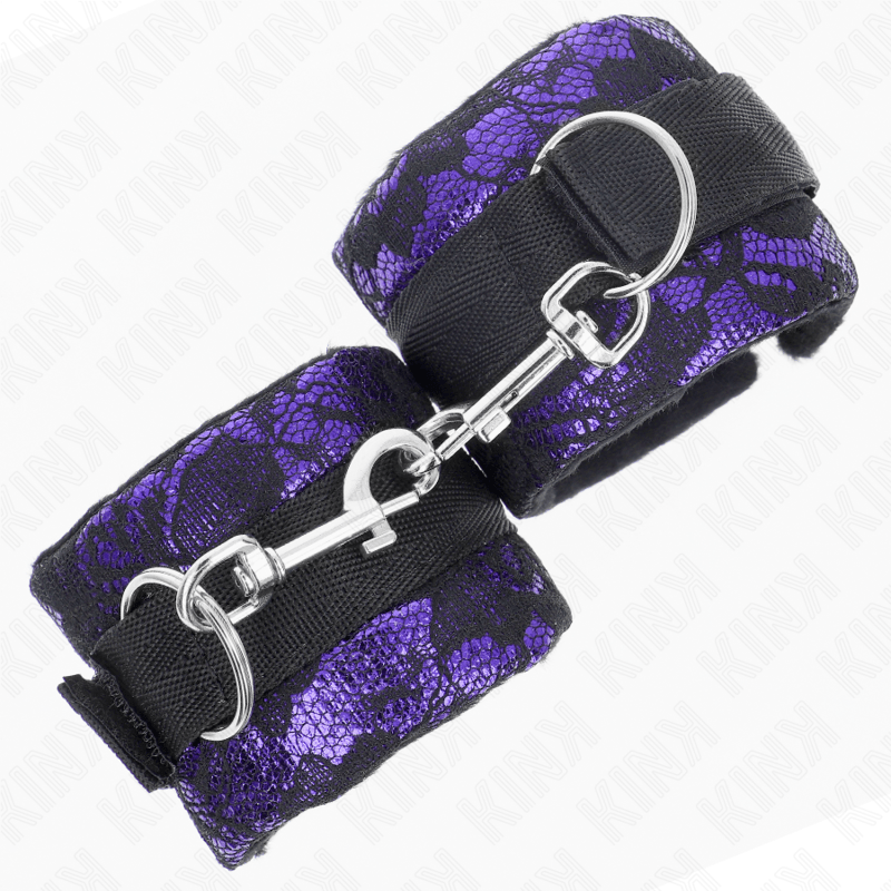 KINK - PUNHOS DE RENDA DE VELUDO CURTO E BIND DE NYLON ROXO / PRETO 23 X 6,5 CM - Toys "n" Us