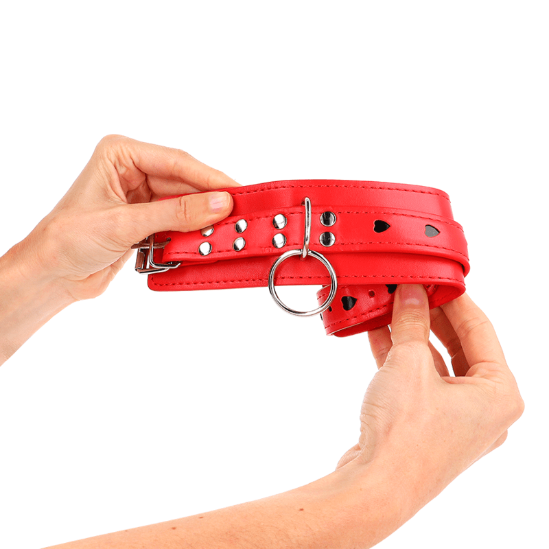 KINK - RED WRIST RESTRAINTS WITH BLACK HEART INLAY ADJUSTABLE 21 - 28 CM X 5.5 CM - Toys "n" Us