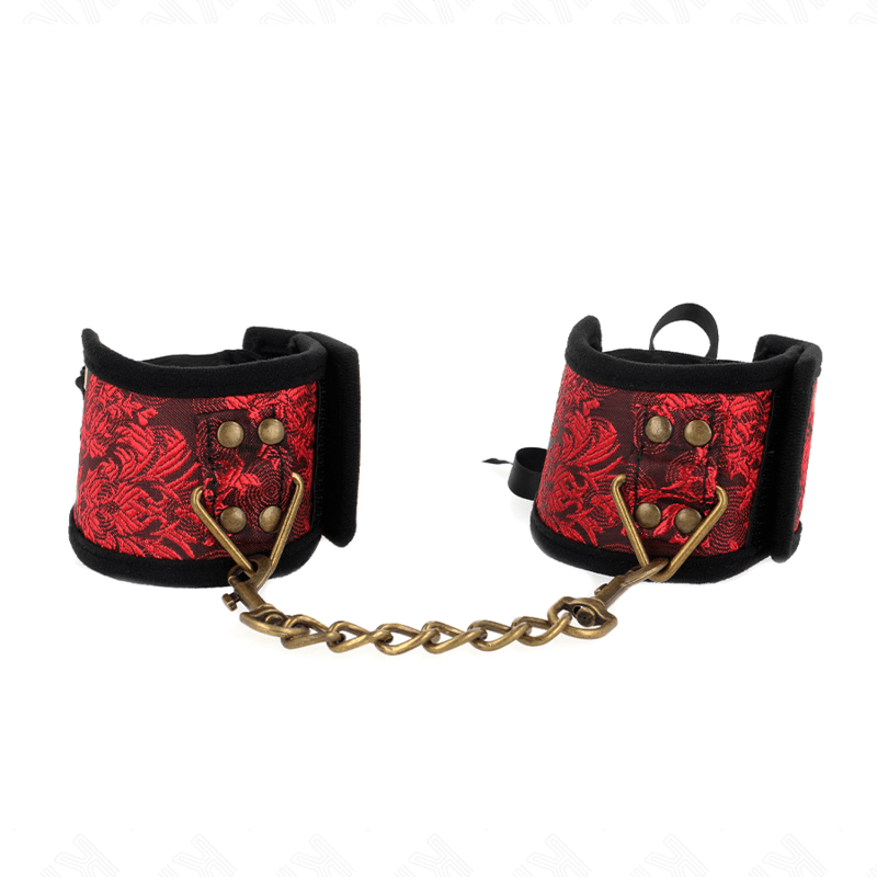 KINK - SCANDAL WRIST RESTRAINTS RED - BLACK LACE DETAILS 24.5 CM X 6.5 CM - Toys "n" Us