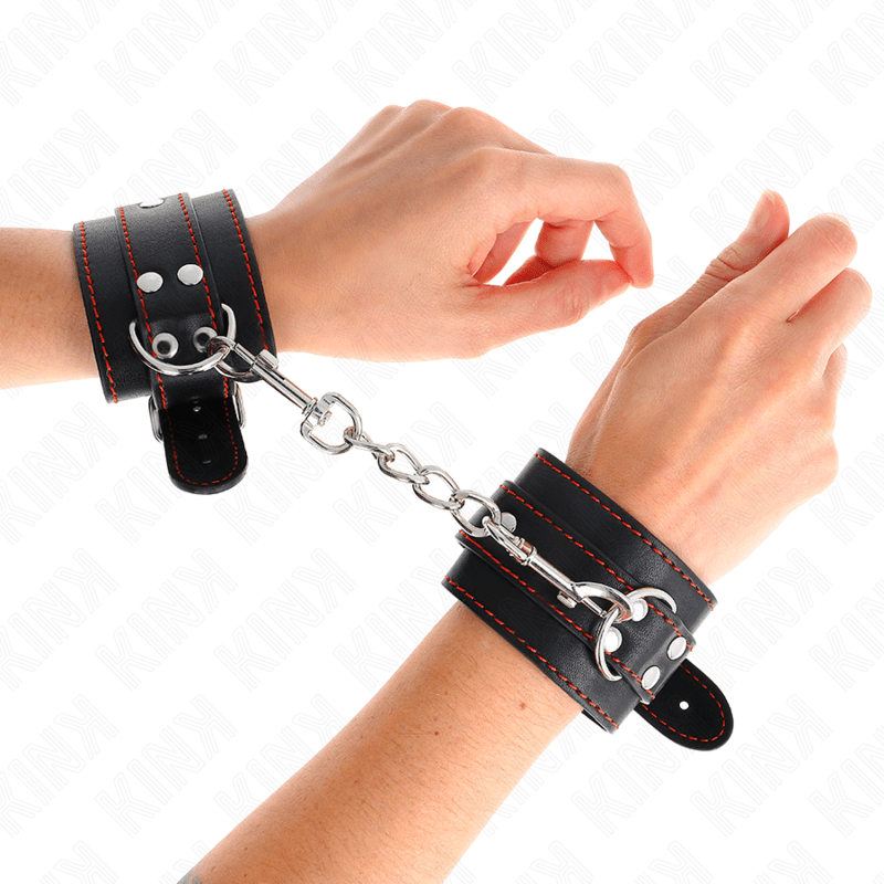 KINK - WRIST RESTRAINTS BLACK WITH RED LINING ADJUSTABLE 20 - 28 CM X 5.5 CM - Toys "n" Us