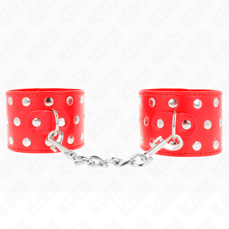 KINK - WRIST RESTRAINTS WITH SNAP FASTEN FULL OF RIVETS RED ADJUSTABLE 19 - 24 CM X 5.5 CM - Toys "n" Us