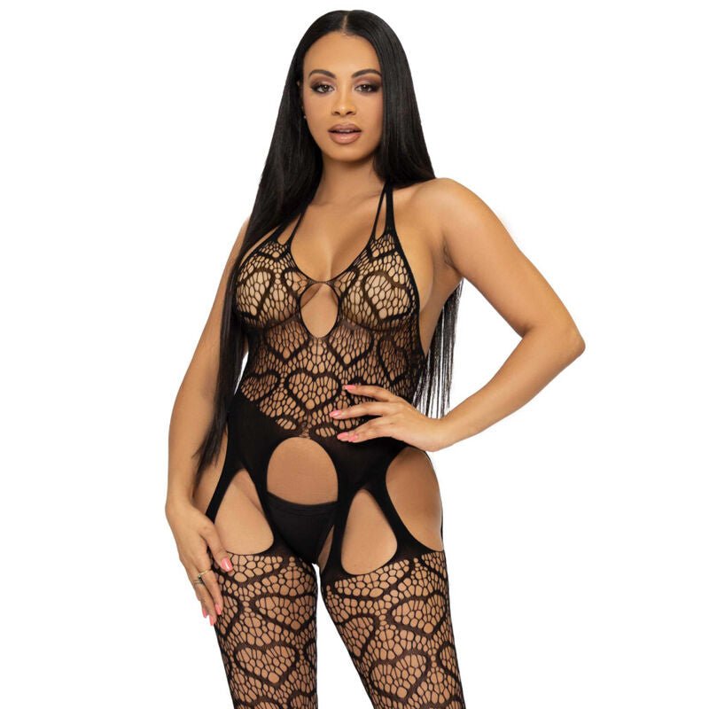 LEG AVENUE - BODYSTOCKING DE RED CON TIRANTES TALLA ÚNICA - NEGRO - Toys "n" Us