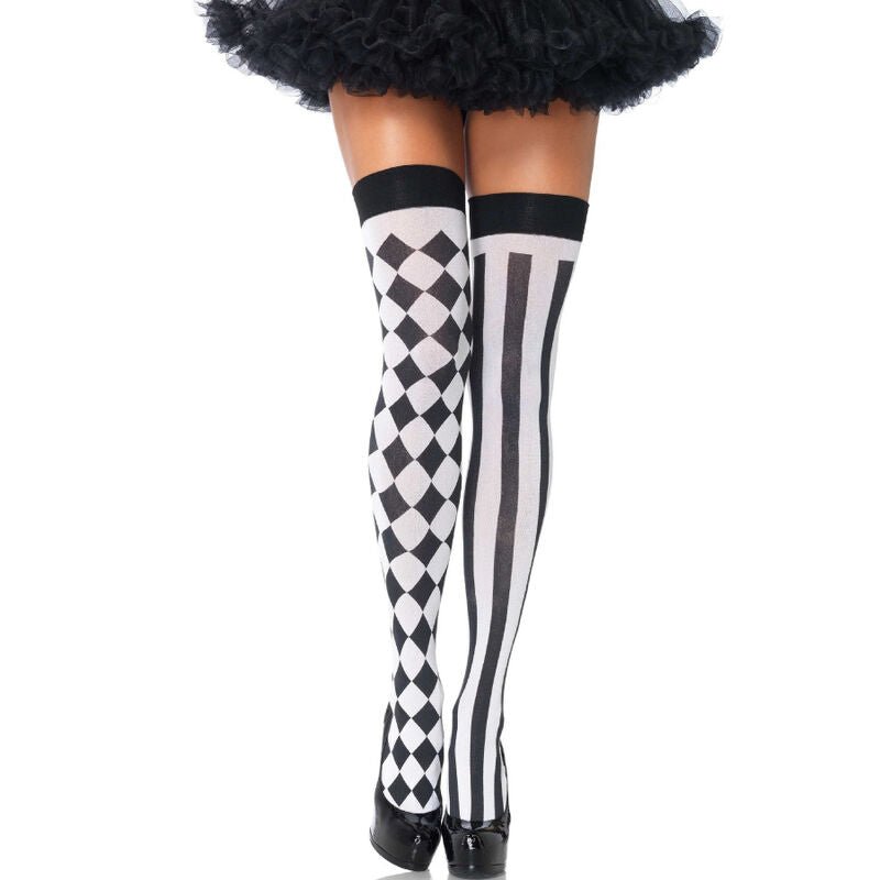 LEG AVENUE - MEIAS ALTAS ARLEQUIN PRETAS/BRANCAS - Toys "n" Us