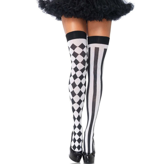 LEG AVENUE - MEIAS ALTAS ARLEQUIN PRETAS/BRANCAS - Toys "n" Us