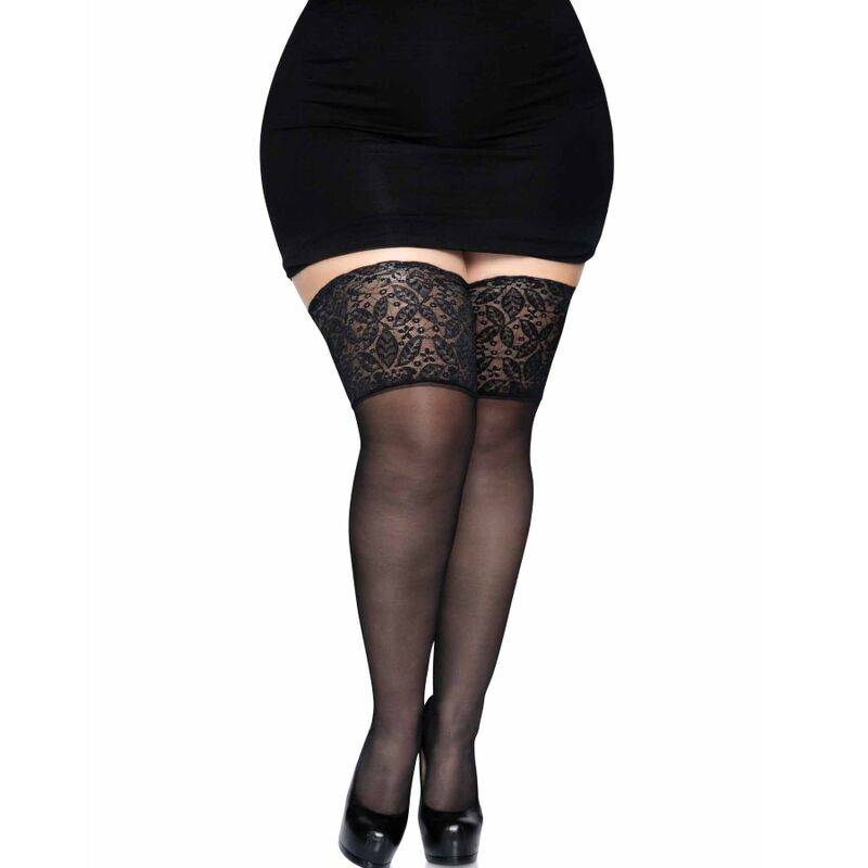 LEG AVENUE - MEIAS PRETAS COM RENDA LARGA TAMANHO ÚNICO - Toys "n" Us