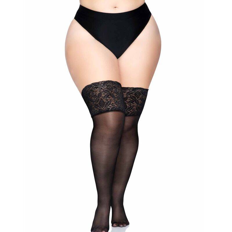 LEG AVENUE - MEIAS PRETAS COM RENDA LARGA TAMANHO ÚNICO - Toys "n" Us
