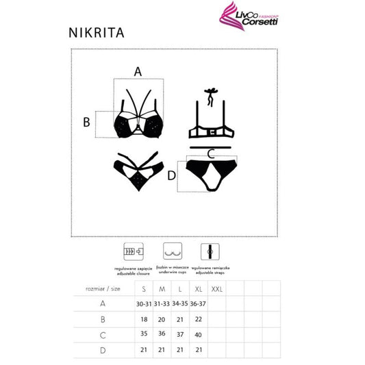 LIVCO CORSETTI FASHION - NIKRITA LC 90647 BRA + PANTIES BLACK S - Toys "n" Us