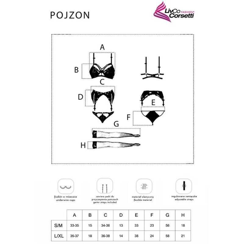 LIVCO CORSETTI FASHION - POJZON LC 90670 SUTI + CINTA LIGA + MEIAS + CALCINHA PRETA - Toys "n" Us
