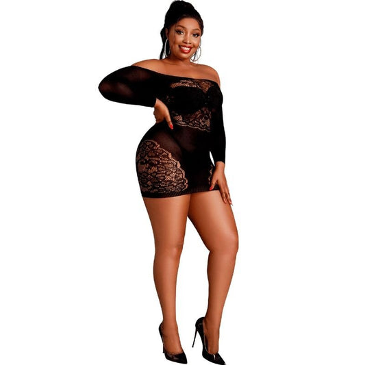MOONLIGHT - MODELO 7 VESTIDO MANGA COMPRIDA PRETO PLUS SIZE - Toys "n" Us