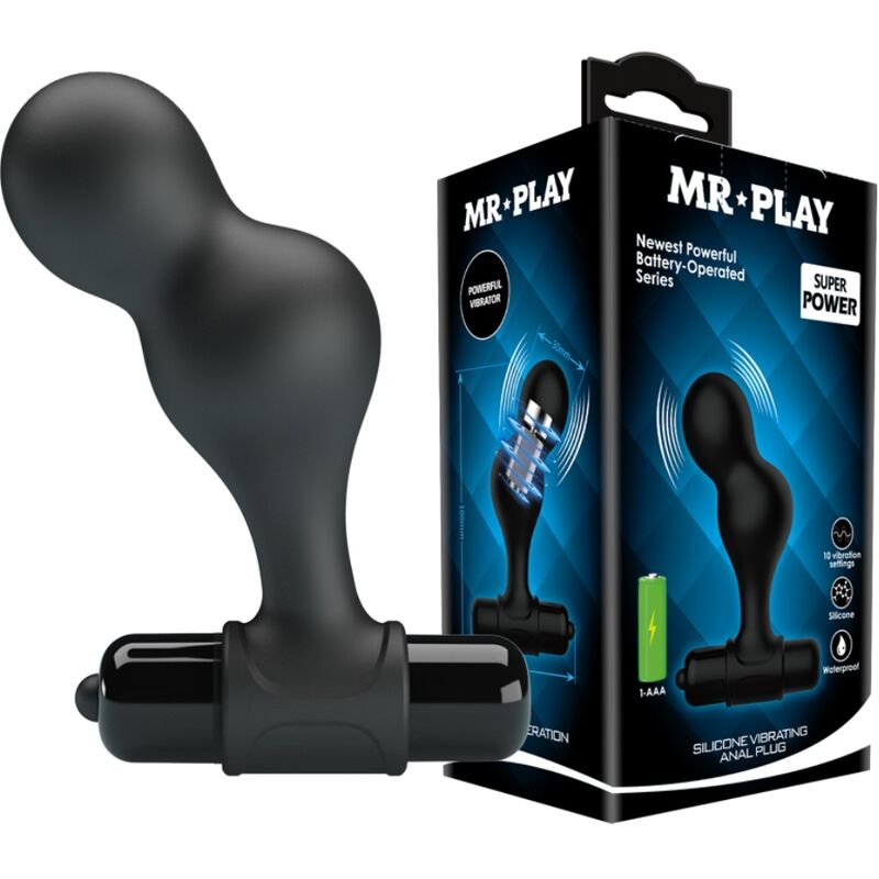MR PLAY - BLACK SILICONE VIBRATOR ANAL PLUG - Toys "n" Us