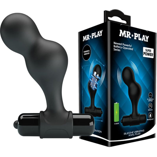 MR PLAY - BLACK SILICONE VIBRATOR ANAL PLUG - Toys "n" Us