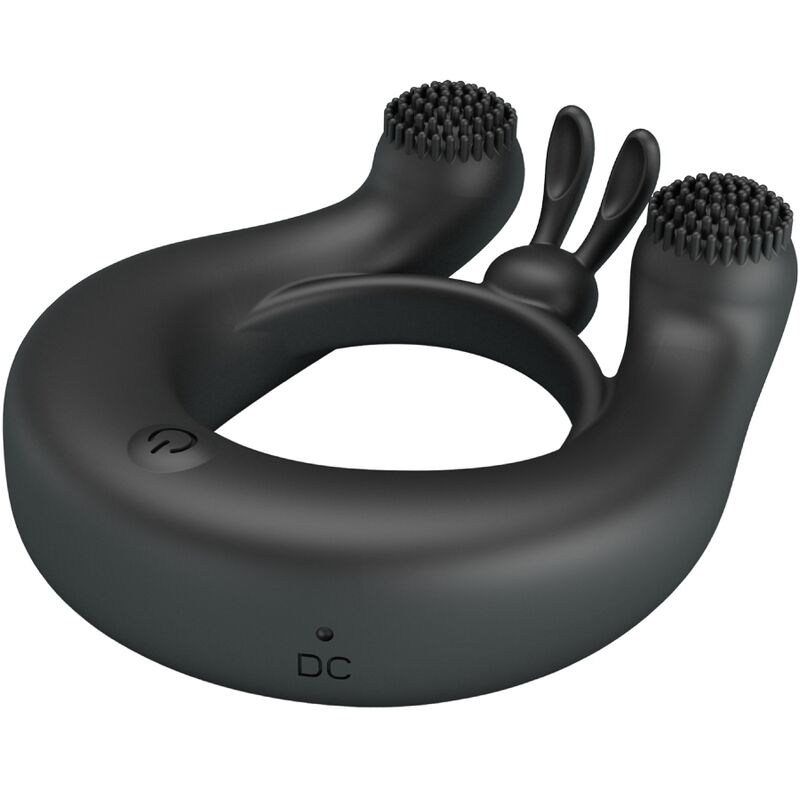 PRETTY LOVE - DAHLIA VIBRATING RING + CLITORIS STIMULATOR 12 VIBRATIONS BLACK - Toys "n" Us