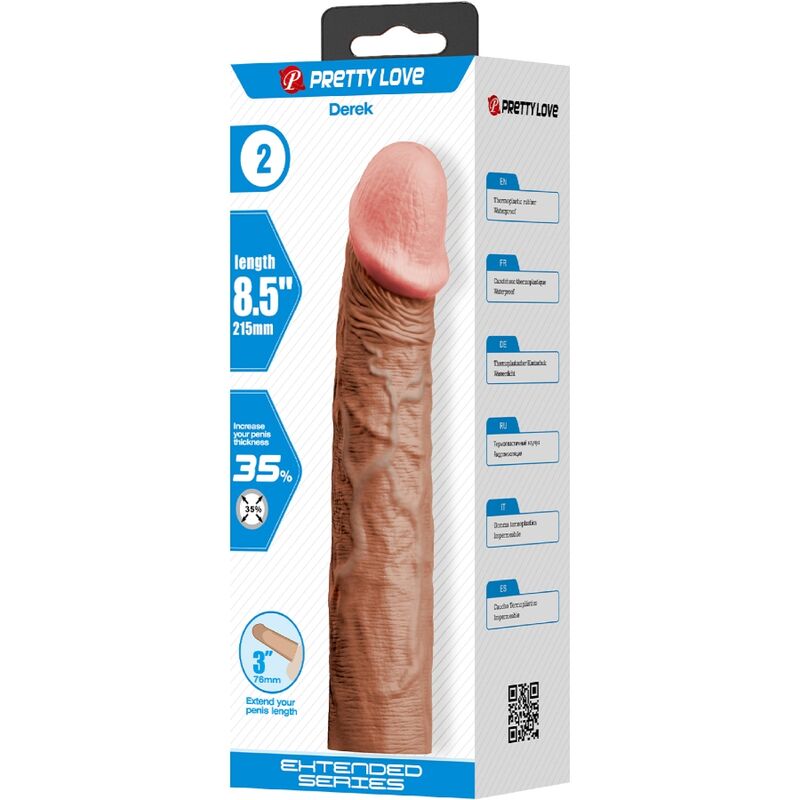 PRETTY LOVE - DEREK PENIS SLEEVE WITH 7.6 CM EXTENSION MULATTO - Toys "n" Us