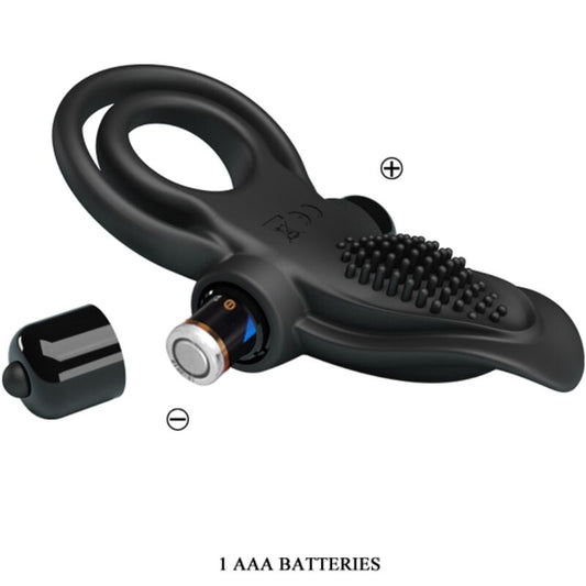 PRETTY LOVE - DOUBLE VIBRATING RING + CLITORIS STIMULATOR 10 VIBRATIONS BLACK - Toys "n" Us