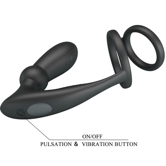 PRETTY LOVE - EMONI PENIS RING + ANAL PLUG 12 VIBRATIONS BLACK - Toys "n" Us
