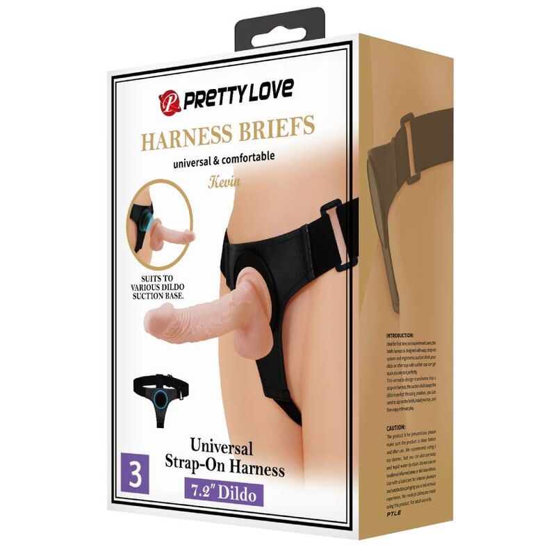 PRETTY LOVE - HARNESS BRIEFS UNIVERSAL HARNESS WITH DILDO KEVIN 19 CM NATURAL - Toys "n" Us