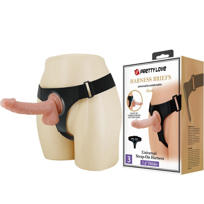 PRETTY LOVE - HARNESS BRIEFS UNIVERSAL HARNESS WITH DILDO KEVIN 19 CM NATURAL - Toys "n" Us