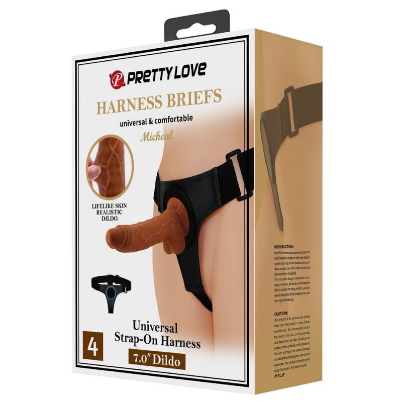 PRETTY LOVE - HARNESS BRIEFS UNIVERSAL HARNESS WITH DILDO MICHEAL 20 CM BLACK - Toys "n" Us