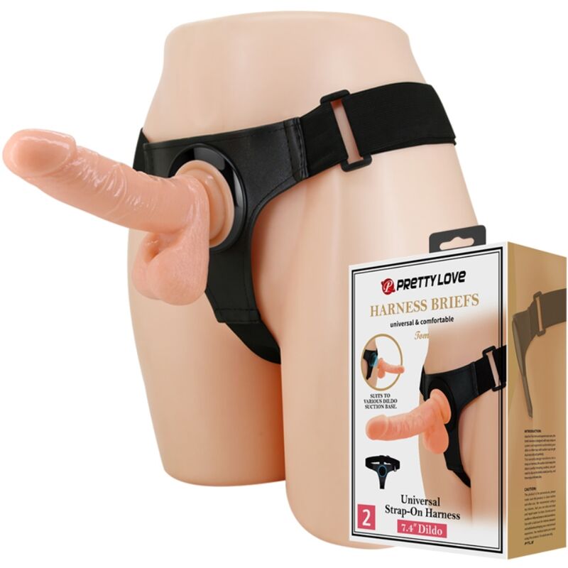 PRETTY LOVE - HARNESS BRIEFS UNIVERSAL HARNESS WITH DILDO TOM 20 CM NATURAL - Toys "n" Us