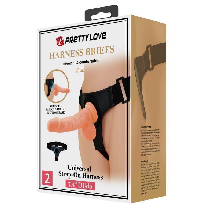 PRETTY LOVE - HARNESS BRIEFS UNIVERSAL HARNESS WITH DILDO TOM 20 CM NATURAL - Toys "n" Us