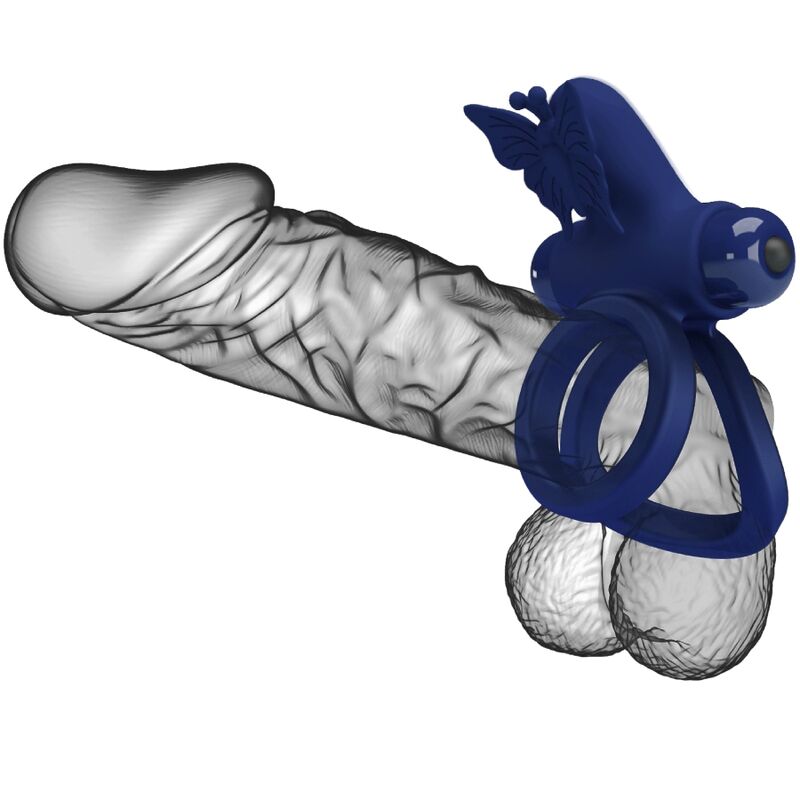 PRETTY LOVE - JAMELE DOUBLE RING WITH VIBRATION & BUTTERFLY STIMULATOR BLUE - Toys "n" Us