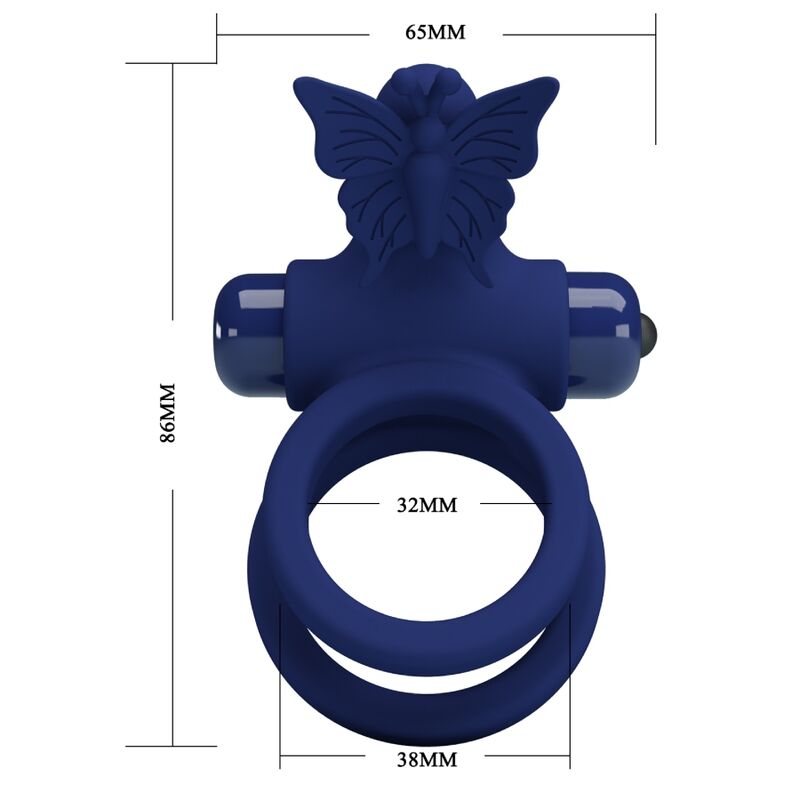 PRETTY LOVE - JAMELE DOUBLE RING WITH VIBRATION & BUTTERFLY STIMULATOR BLUE - Toys "n" Us