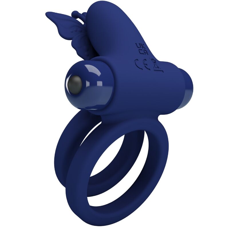 PRETTY LOVE - JAMELE DOUBLE RING WITH VIBRATION & BUTTERFLY STIMULATOR BLUE - Toys "n" Us