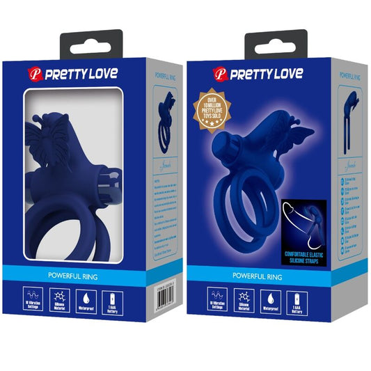 PRETTY LOVE - JAMELE DOUBLE RING WITH VIBRATION & BUTTERFLY STIMULATOR BLUE - Toys "n" Us